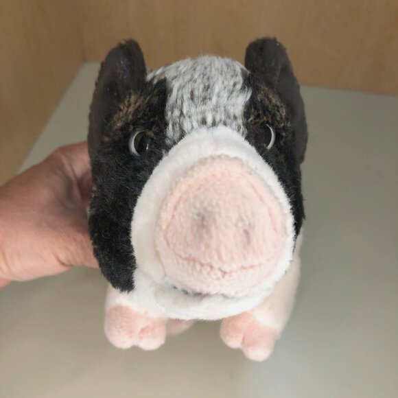 Ganz Webkinz Pig Black/White Pink Plush Stuffed Animal Toy Collectible 8" - Picture 2 of 10